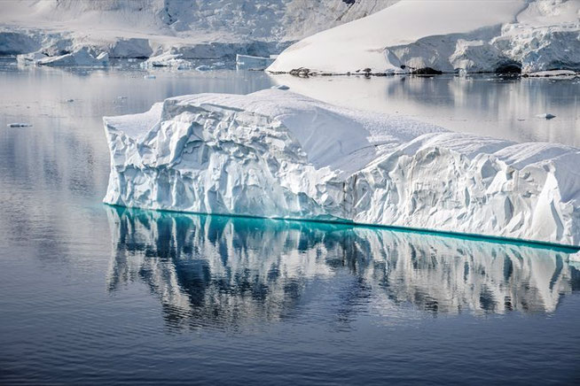 Eisscholle im Wasser in der Antarktis