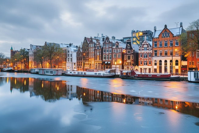 Amsterdam im Winter während einer Flusskreuzfahrt