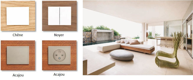 Collection Bois de la gamme d'interrupteurs Decente