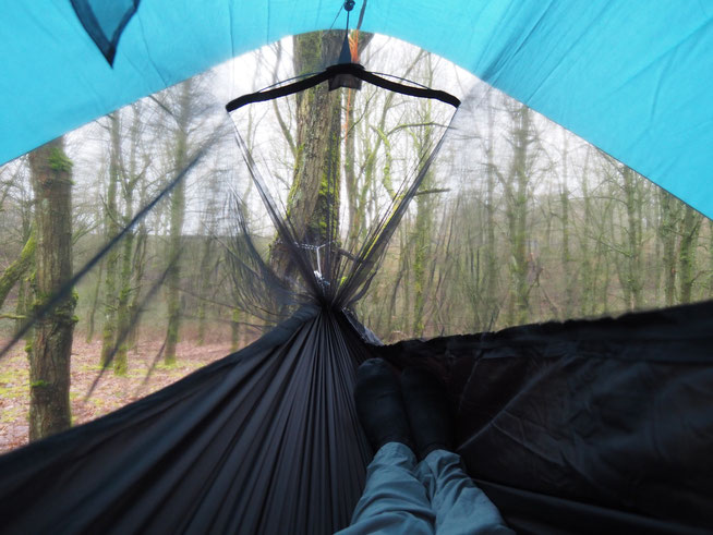 Blick aus der Amazonas Moskito-Traveller Hängematte in den Wald