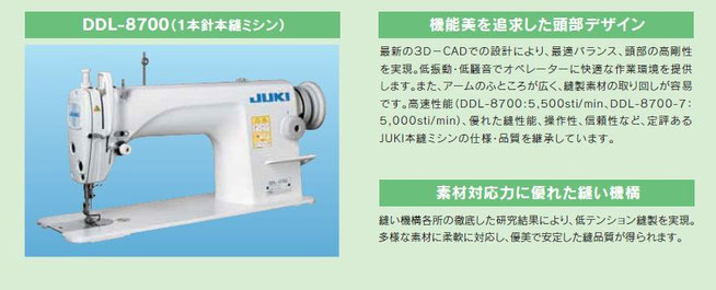 JUKI DDL-8700　新品工業用１本針本縫いミシン