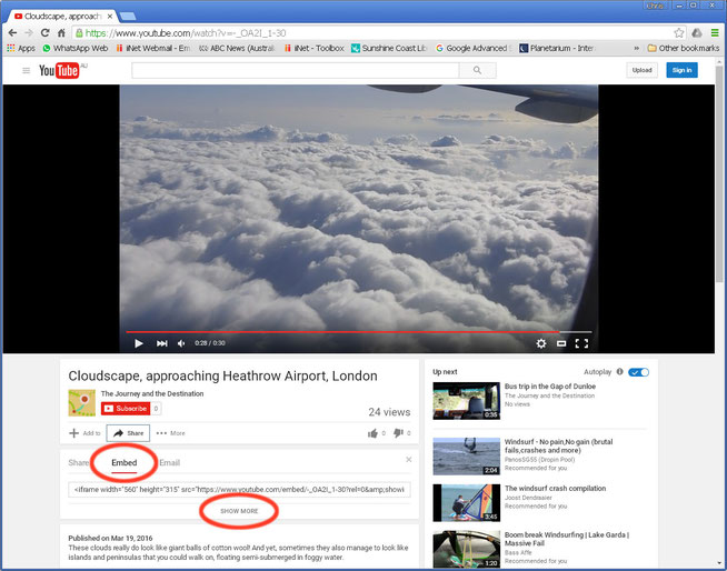 The YouTube embed button