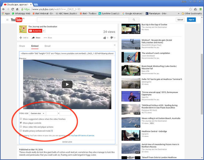 The embedding options