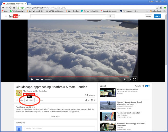 The YouTube share button