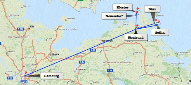 From Hamburg to Stalsund and the Island Hiddensee via the Island Rügen