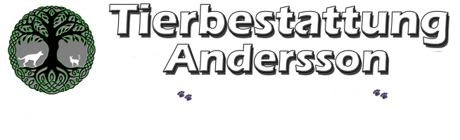  Firmenname Tierbestattung Andersson, Telefonnummer 0160- 8134424, 24h/7Tg., persönlich-familiär-einfühlsam, Firmenlogo