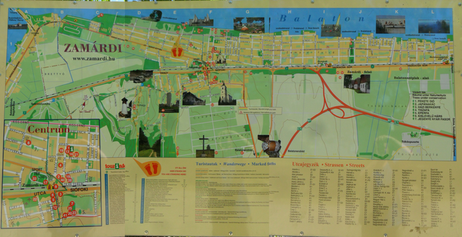 Der Stadtplan von Zamárdi.