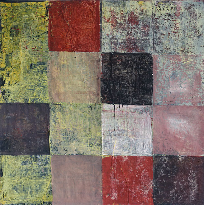 "20-019", acrylique/krafts encollés, 150 x 150 cm, 2020