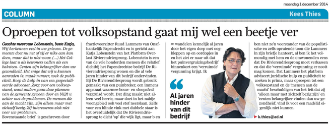 Column van Kees Thies in AD De Dordtenaar