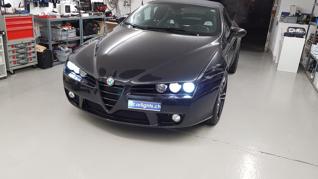 ALFA ROMEO SPIDER LED UMBAU ABBLEND- UND FERNLICHT H7 PHILIPS X-TREME  ULTINON 200% MEHR LICHTSTANDLICHT  W5W LED CANBUS SWISS MADE