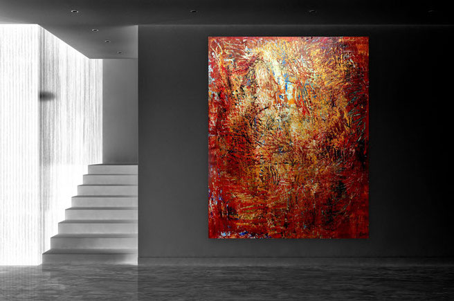 Bild gespachtelt, Strukturen, Gold, Schwarz, Gelb, Grau, moderne Malerei, abstrakte Gemälde, Bilder, Acryl, Großformat,