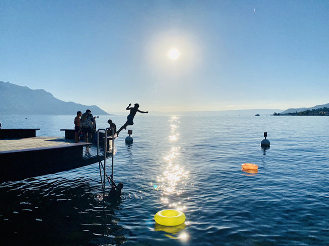 Genfer See, Lac Leman, Sprung ins Wasser