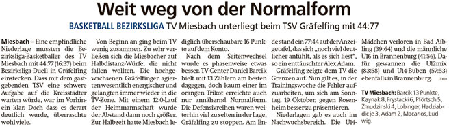 Bericht im Miesbacher Merkur am 16. Oktober 2025 - Zum Vergrößern klicken