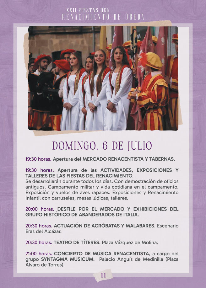 Programa de las Fiestas del Renacimiento en Ubeda