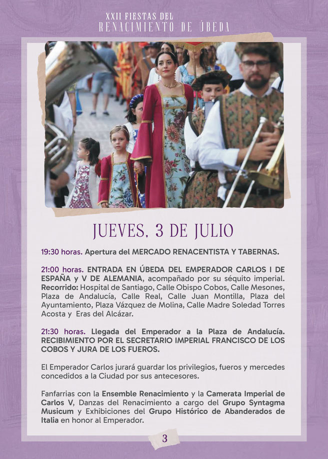 Programa de las Fiestas del Renacimiento en Ubeda