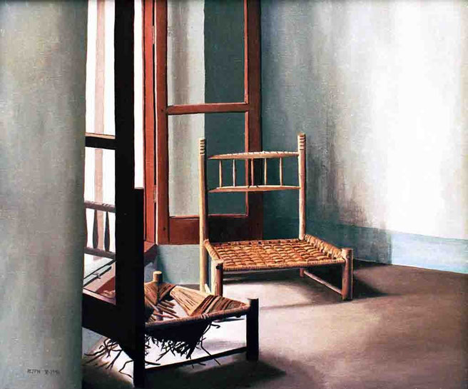 Sillas de Extremadura 1992, óleo sobre lienzo 50X60 cm