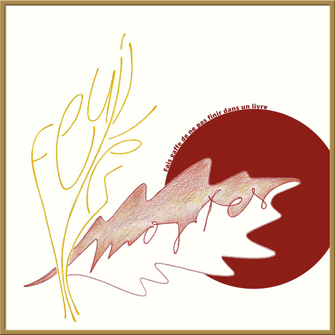 Les feuilles mortes - Tirage d'art - Crayons couleur et ordinateur - 40cm x 40cm - 2022