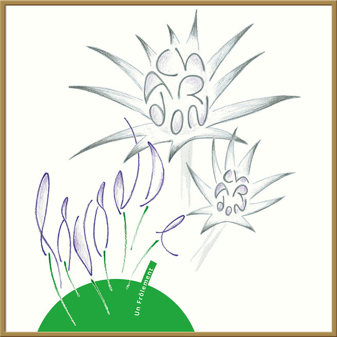 Lavande et chardon - Tirage d'art - Crayons couleur et ordinateur - 20cm x 20cm - 2022