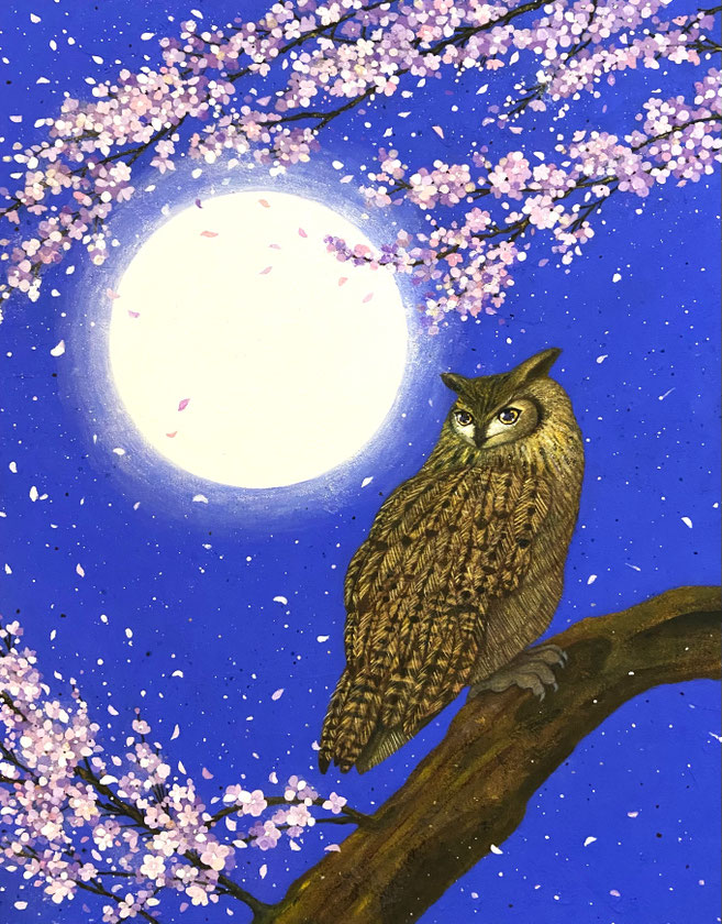 「月明り夢照らす」雲母壁面画/410×318mm/￥198,000(税込)