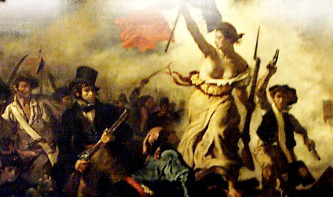 Eugène Delacroix's maleri som forestiller et slag under Julirevolutionen 1830 i Paris. 