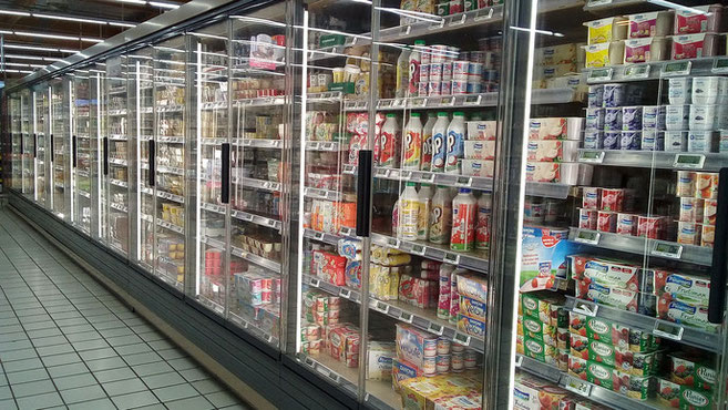 Closed fridges at the Intermarché, Gourdon.