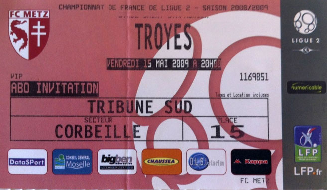 15 mai 2009: FC Metz - Troyes - 36ème Journée - Championnat de France (1/1 - 13.654 spect.)