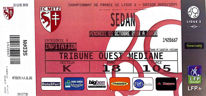3 oct. 2008: FC Metz - Sedan - 9ème Journée - Championnat de France (2/0 - 7.791 spect.)
