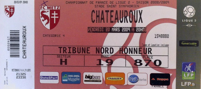 20 mars 2009: FC Metz - LB Châteauroux - 28ème Journée - Championnat de France (1/0 - 8.524 spect.)