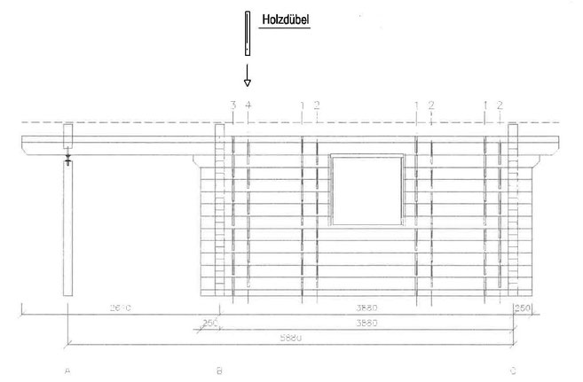 Holzdübel - Holznagel - Holzzapfen  im Blockhausbau - Planung eines Blockhauses  - Werkplanung - Blockhaus Hersteller - Handwerk