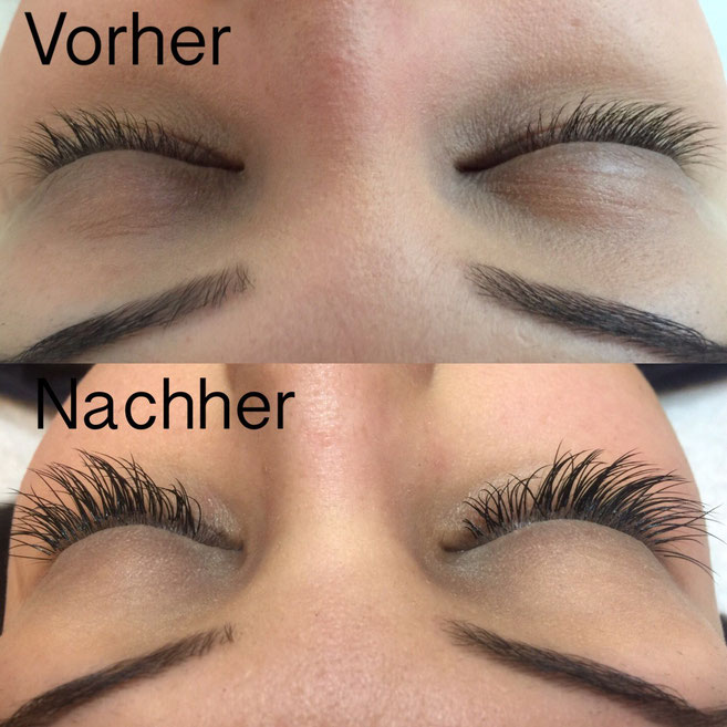 Wimpernverlängerung Wimpernextensions vorher-nachher Kosmetikstudio Basel