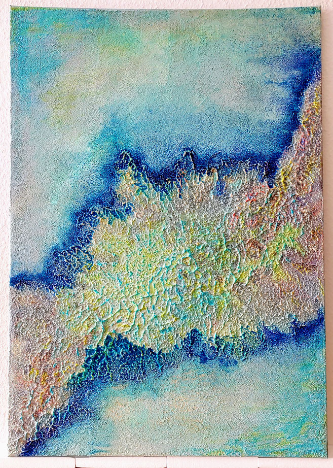 Structure in change, Aquarylic und Strukturmasse auf Leinwand 50x70 cm