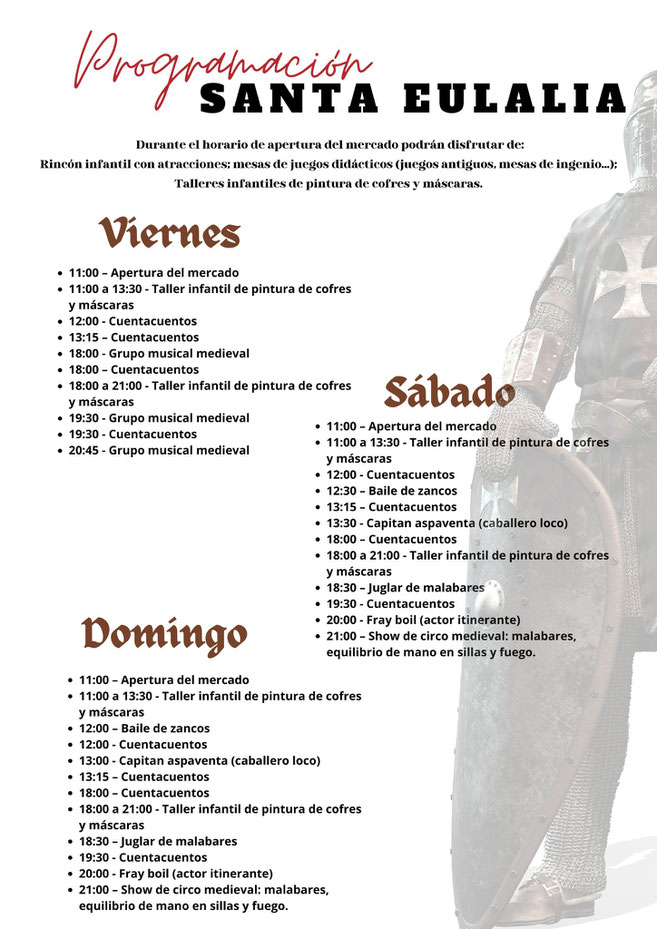Programa del Mercado Medieval de Murcia