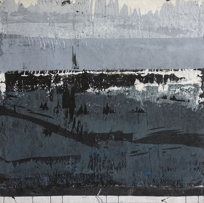 "19-074", acrylique/krafts encollés, 150 x 150 cm, 2019