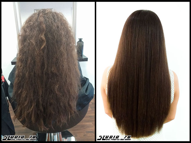 Kerasilk Keratin permanente Haarglättung extreme hair-straightening permanent straightening vorher nachher