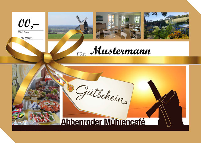 geschenk gutscheine für Abbenroder Mühlencafé