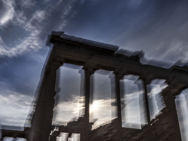 Blick auf die Akropolis in Athen als Farbphoto