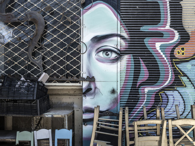 Streetart in Psirri in Athen als Farbphoto