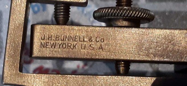 Bunnell sounder - Factory name engraved on arm