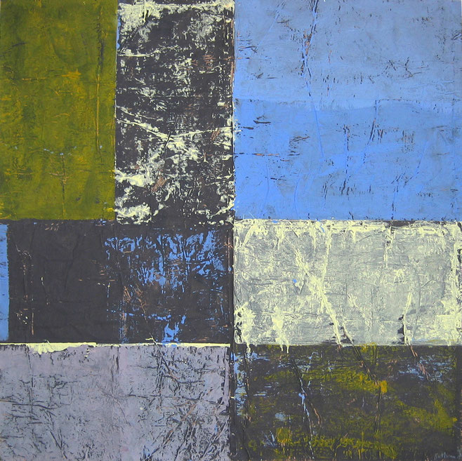 "05-155" - Acrylique sur krafts encollés, 200 x 200 cm,  2005
