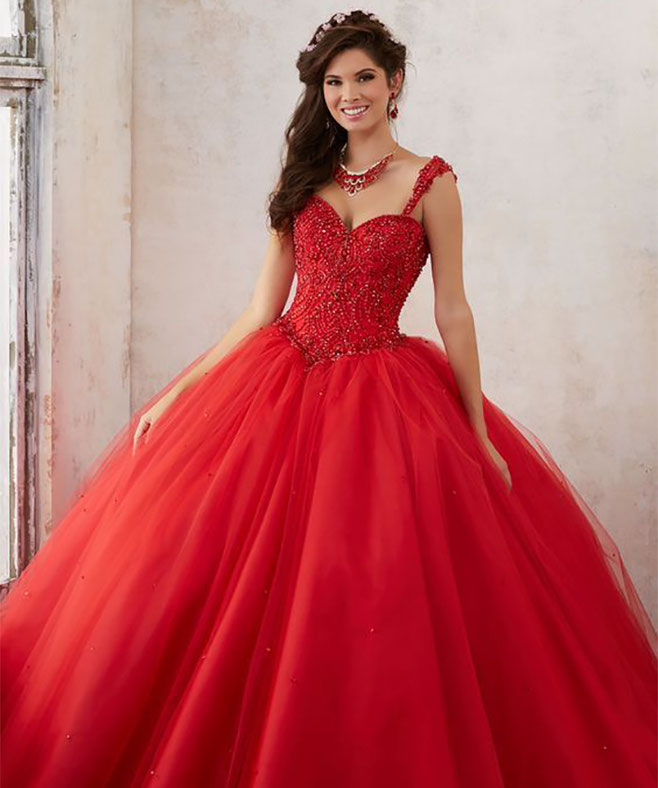 vestido rojo quinceañera