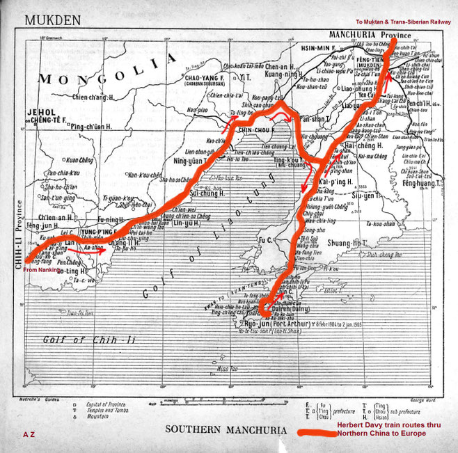 June 1932 : Herbert Davy's 1st train route back to Europe. Route graphics by Anthony Zois