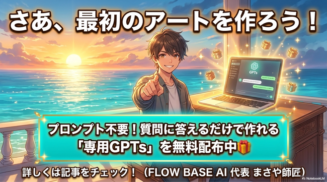まずはChatGPTに 「A4横向きサイズで、ターコイズブルーの海と貝殻のインテリアアートを作成してください」
