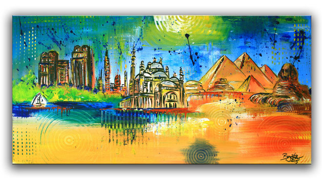 Kairo Skyline - Stadtbild, Stadtmalerei - Stadt Städte Gemälde Bilder Malerei kaufen