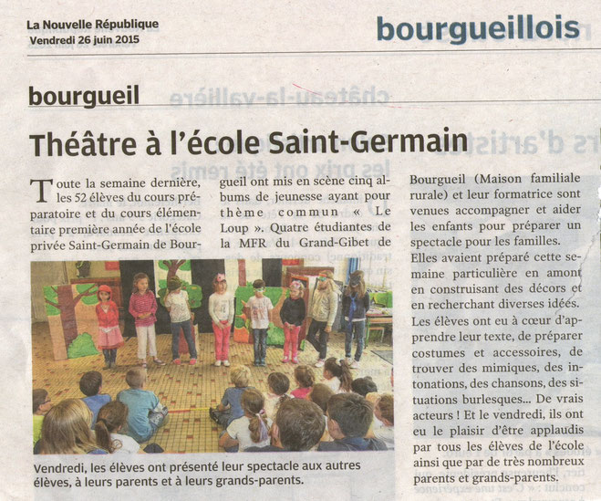 Les élèves de CAP Petite Enfance ont joué à l'école Saint Germain de Bourgueil