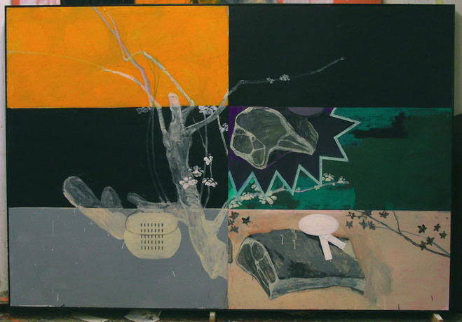 "Hanami 2007",2007, Öl auf Karton (montiert) 130 x 190 cm.