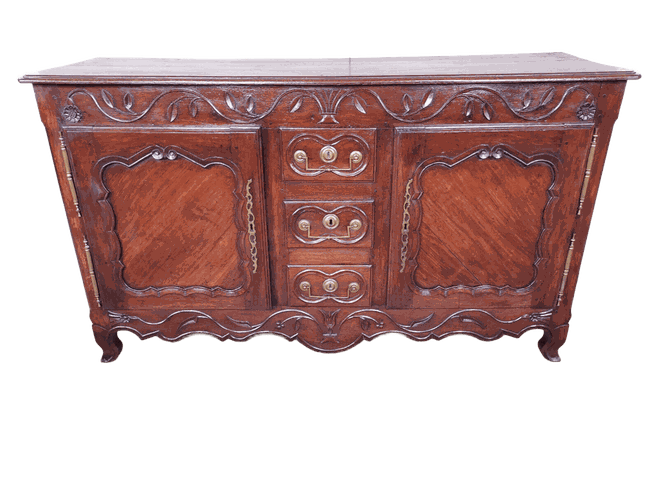CREDENZA LUIGI XV PROVENZALE IN LEGNO DI ROVERE MASSELLO INTEGRA E ORIGINALE DI EPOCA XVIII SECOLO RESTAURATA. ALT.CM. 105 LARG.CM. 183 PROF.CM. 55   