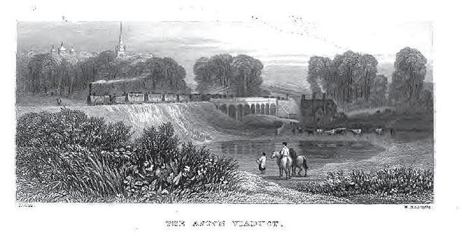 Aston Viaduct from Thomas Roscoe 1839 The Book of the Grand Junction Railway, a work now in the public domain