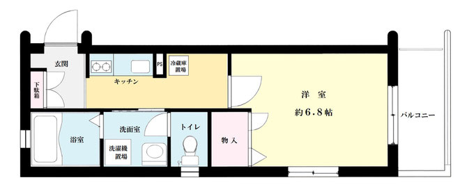 間取図。南向きの角部屋です