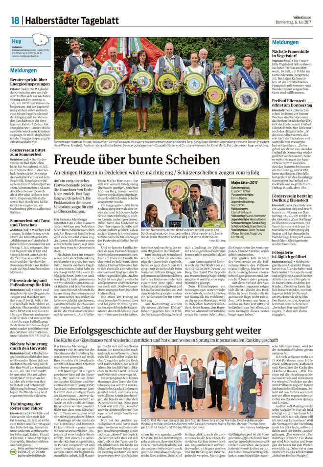 Artikel in der Volksstimme vom 06.07.2017