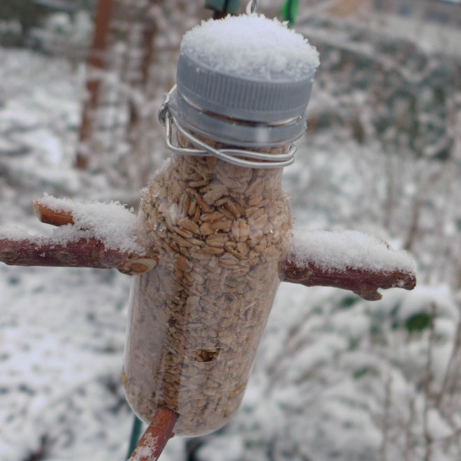 Garten - Upcycling - Vogelfutterspender aus Plastikflaschen basteln - DIY-Projekt